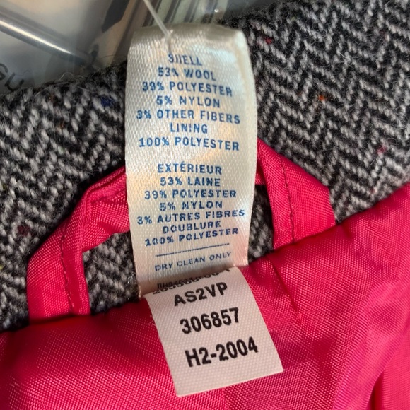 OLD NAVY Vintage Wool Blend Gray Tweed  Cropped Blazer w/ Hot Pink Lining Sz L - Picture 8 of 8